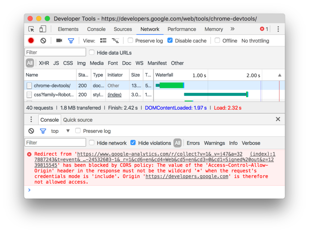 check errors in console 